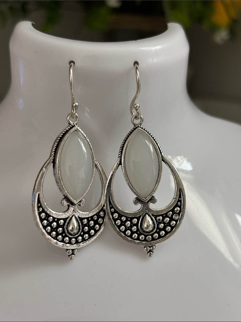 Sterling Chalcedony Gemstone Drop Earrings